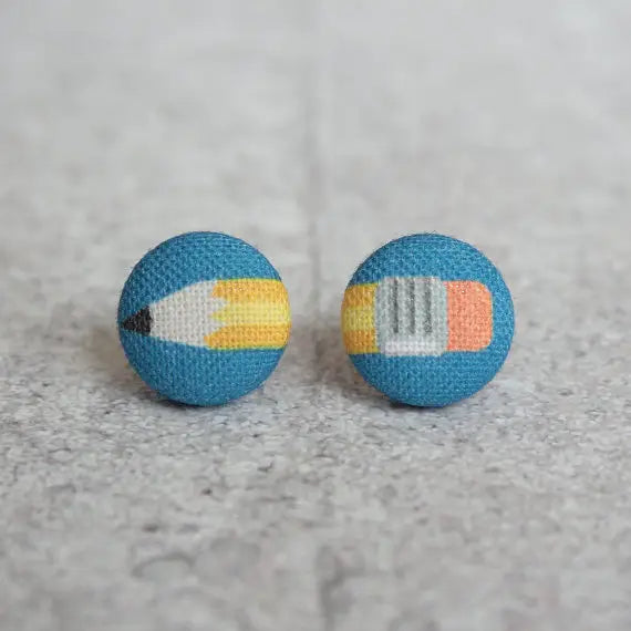 Back to School Pencil Fabric Earrings