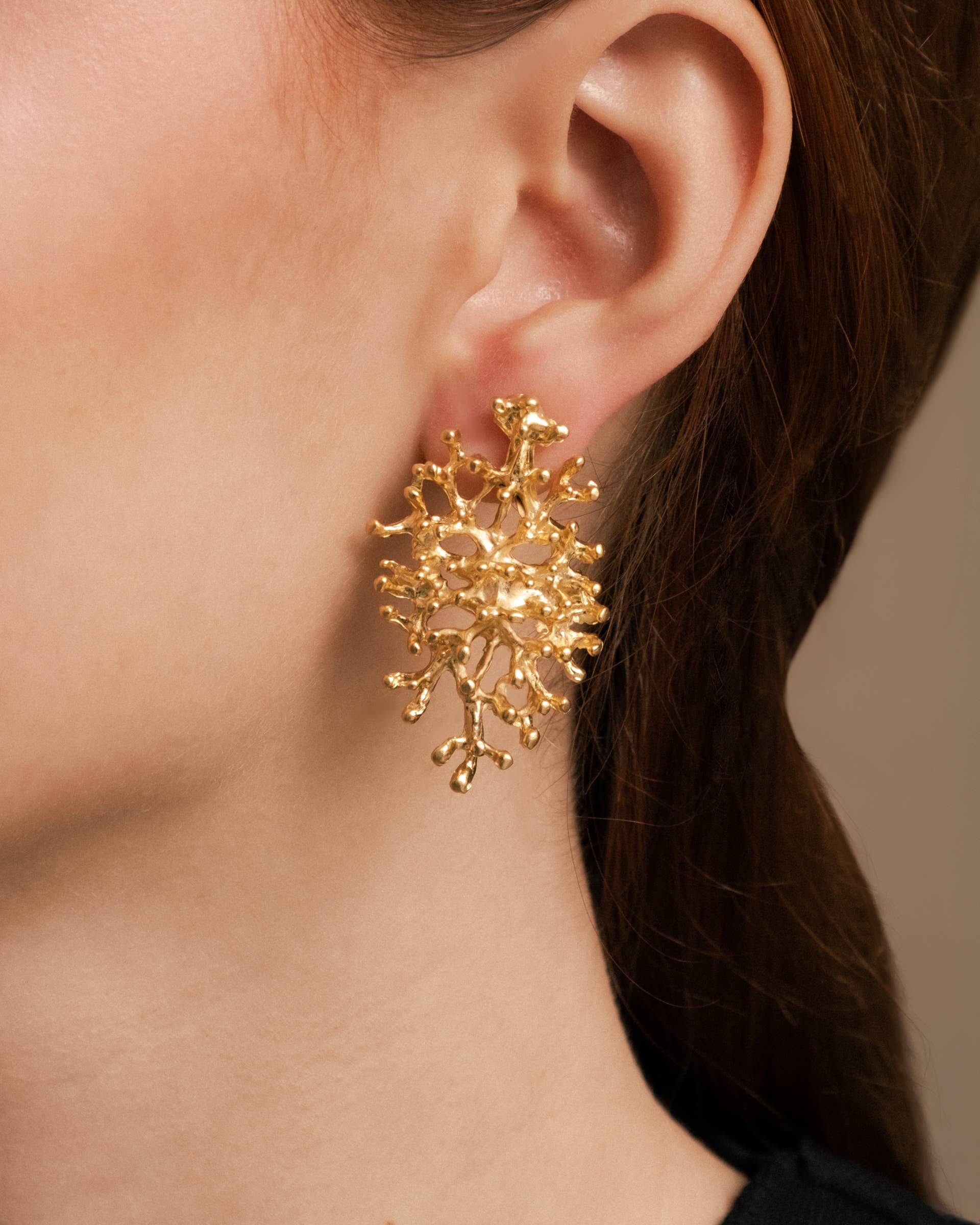 Brushed Gold Coral Earrings