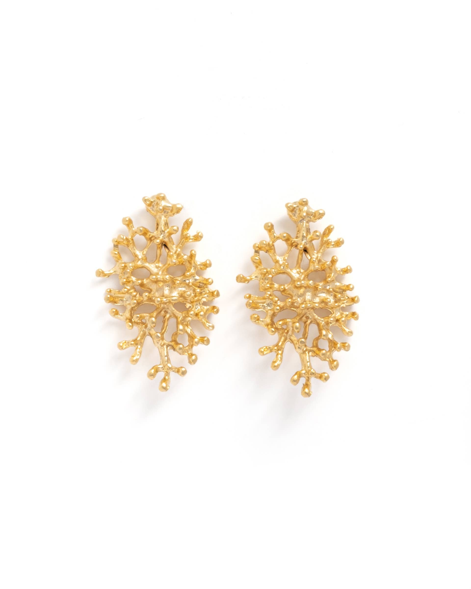 Brushed Gold Coral Earrings