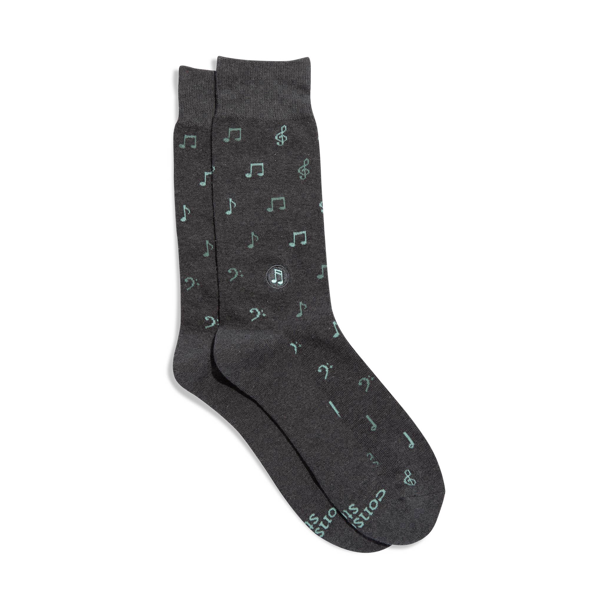 Support Music Socks (Gray Music Notes)