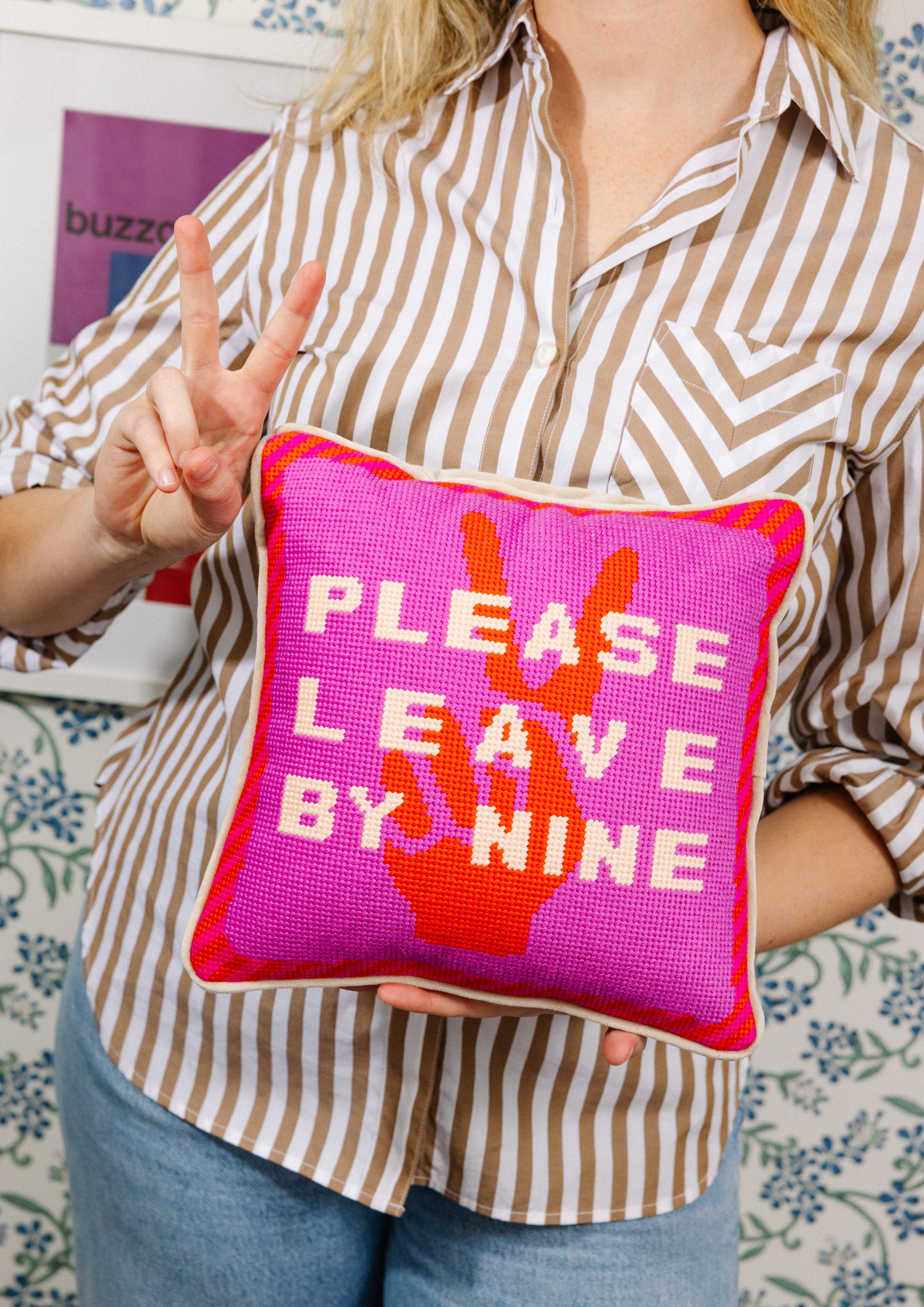 Leave by Nine Needlepoint Pillow | FURBISH