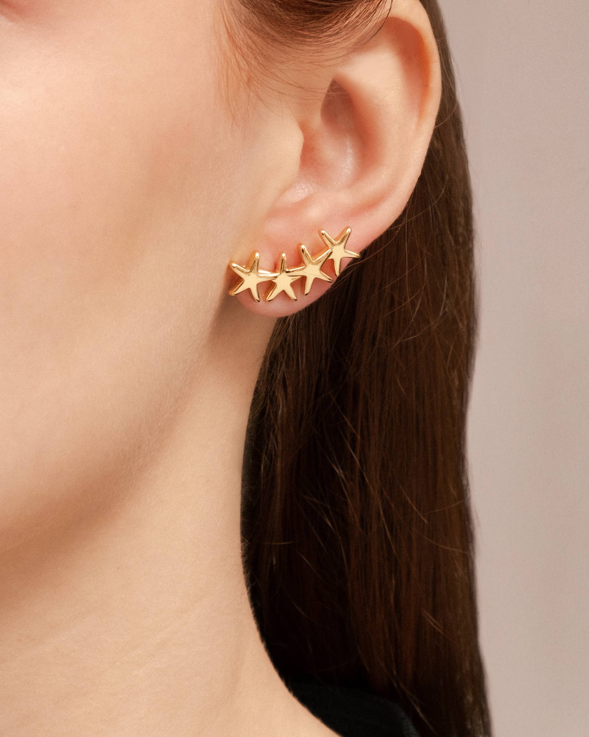Gold Starlit Ear Climber Earrings
