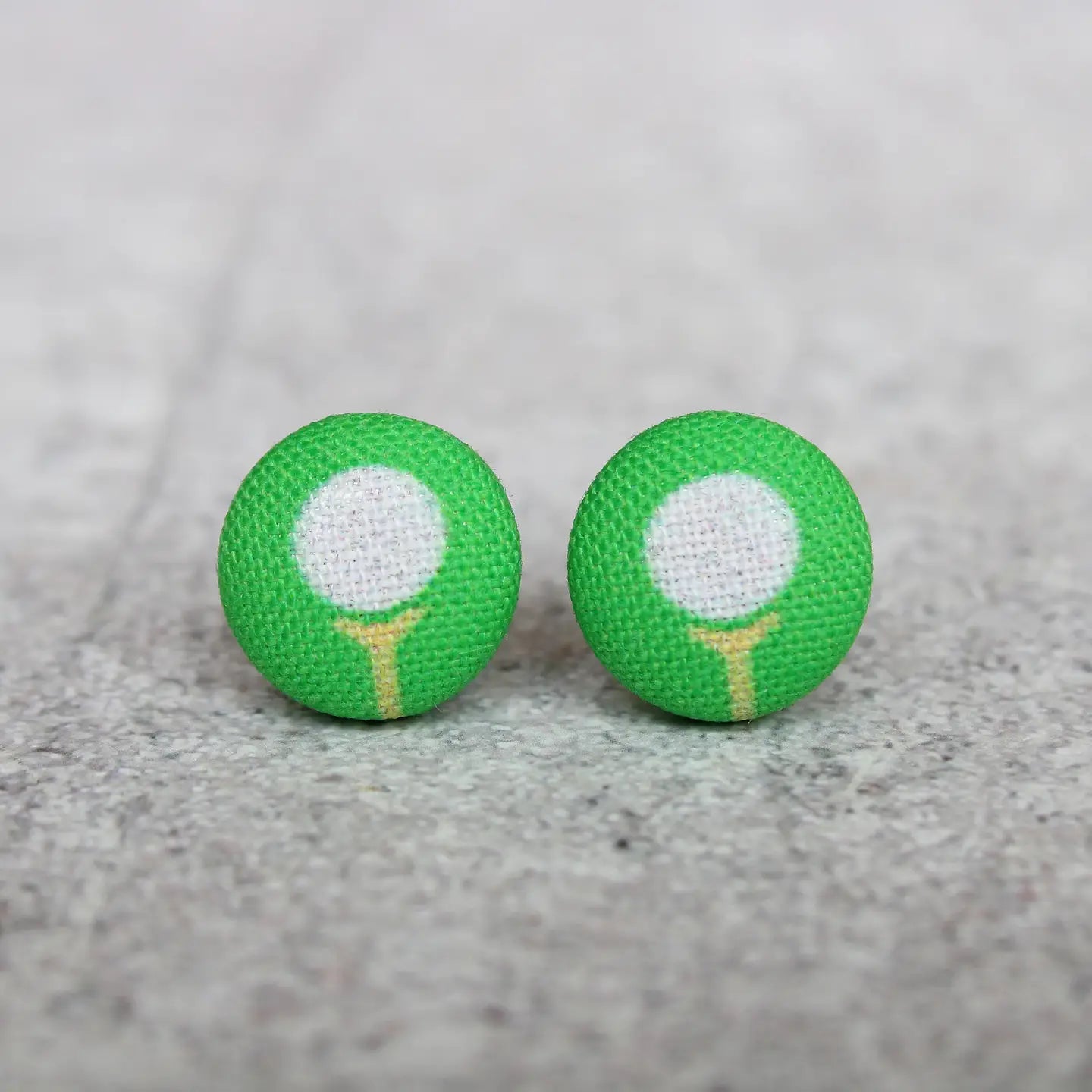 Golf Fabric Button Earrings
