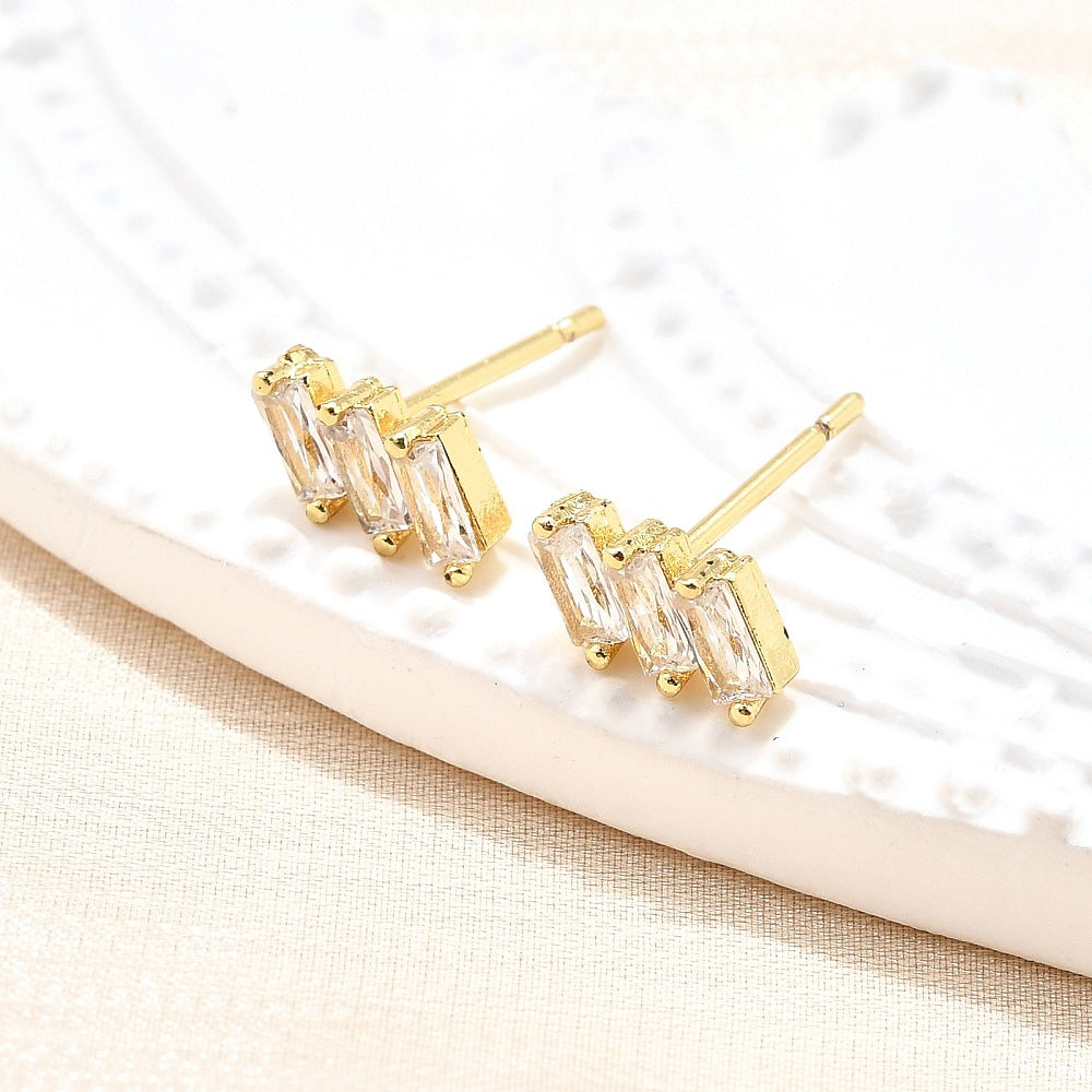 Slant CZ Mini Stud