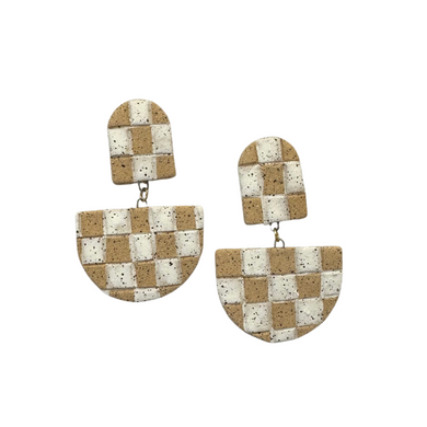 Speckled Blonde Checkerboard Earrings