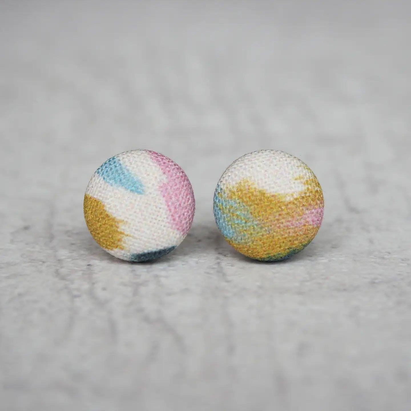 Brush Strokes Fabric Button Earrings