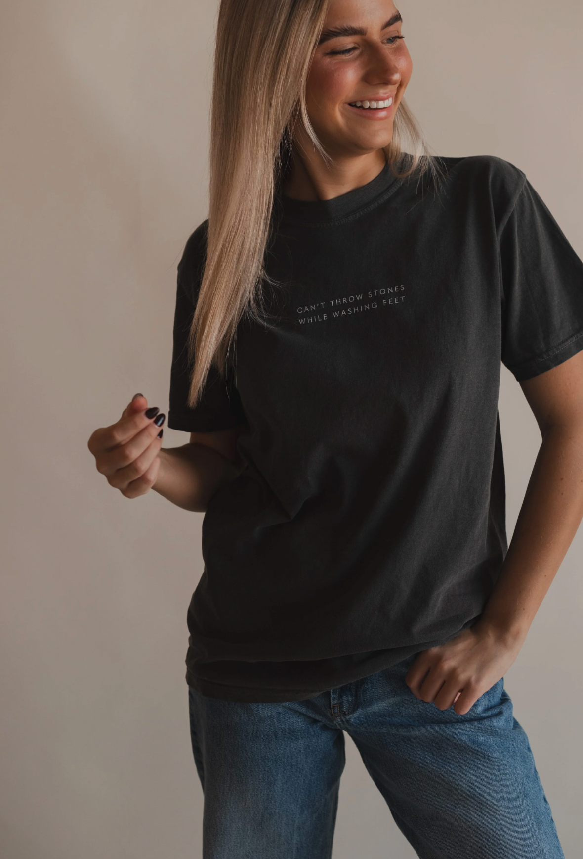 Can't Throw Stones Tee- Charcoal | Christian Faith Tee