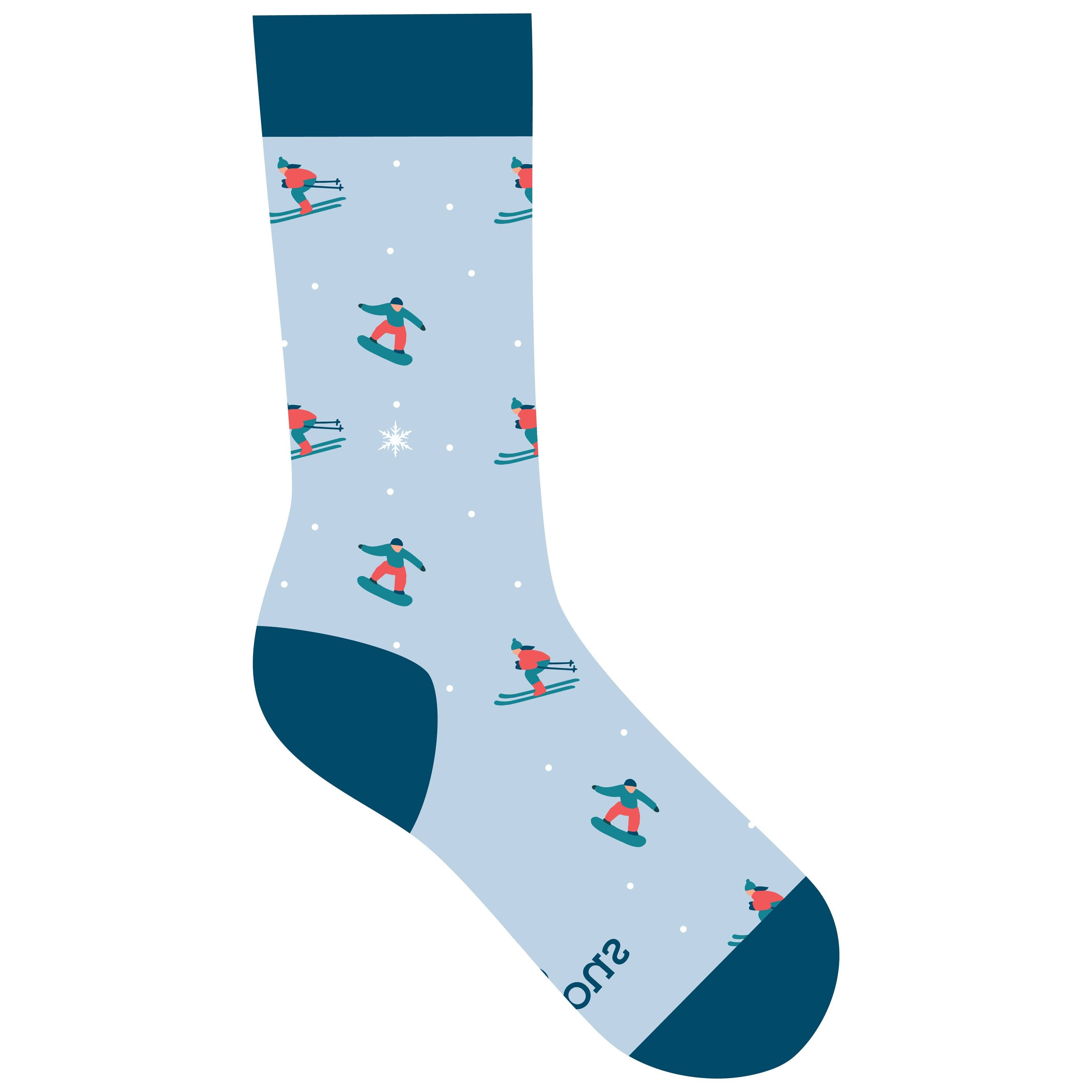 Socks that Support Youth Sports (Blue Skiers & Snowboarders)