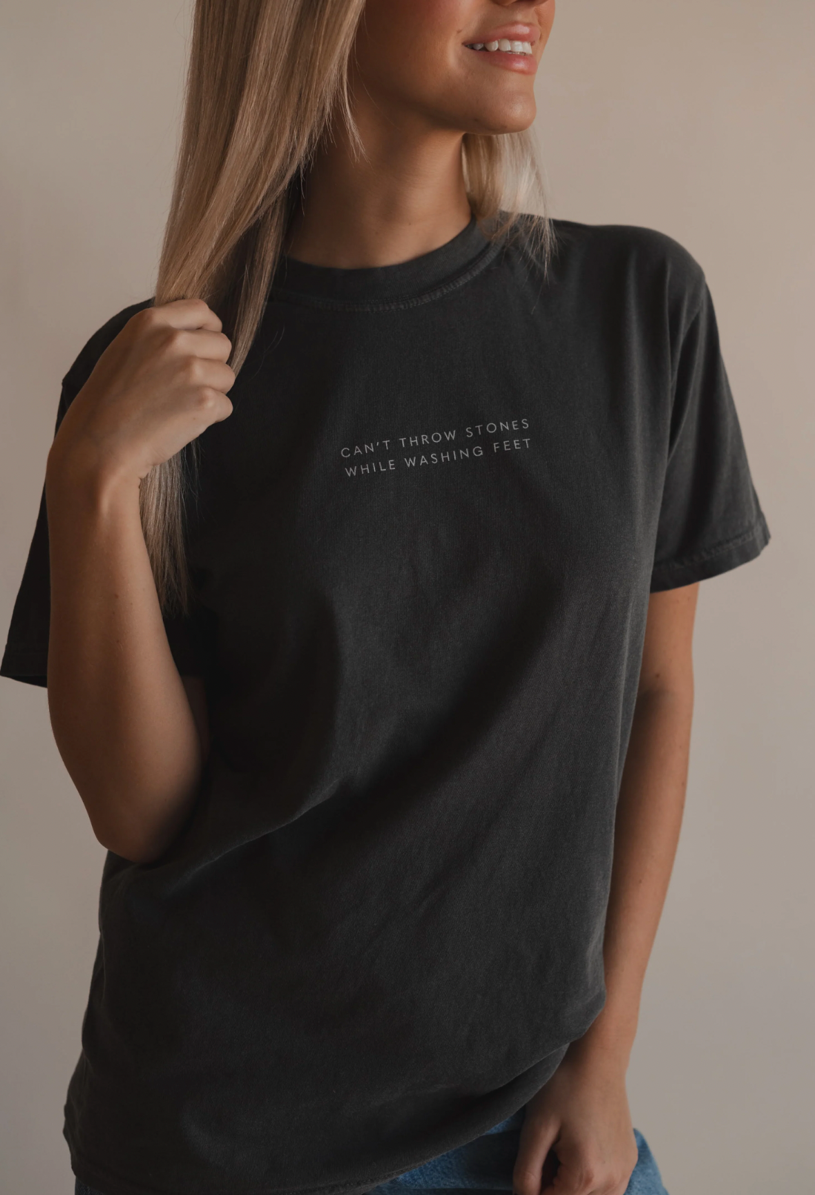 Can't Throw Stones Tee- Charcoal | Christian Faith Tee