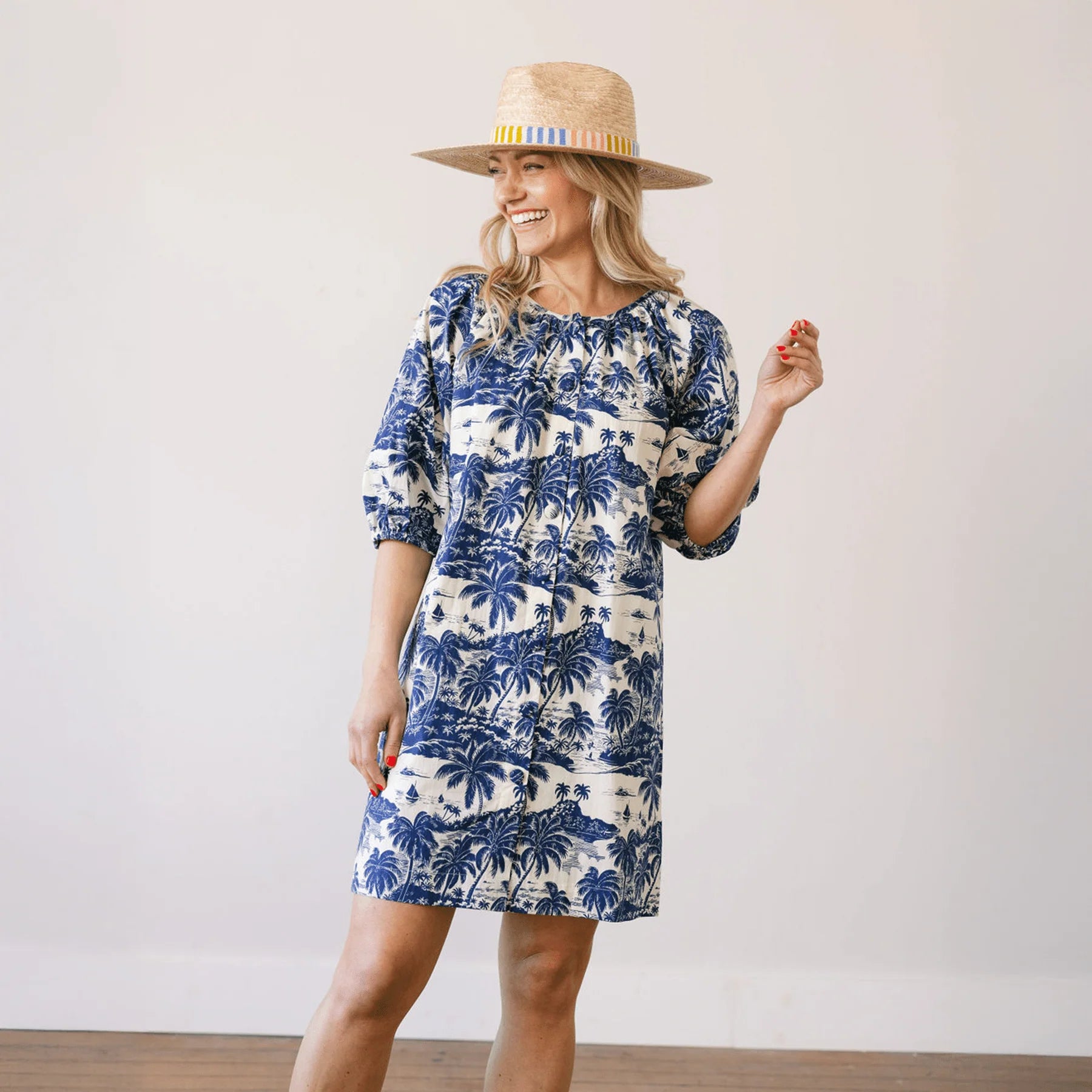 catalina mini dress Tropical Toile Catalina Mini Dress L