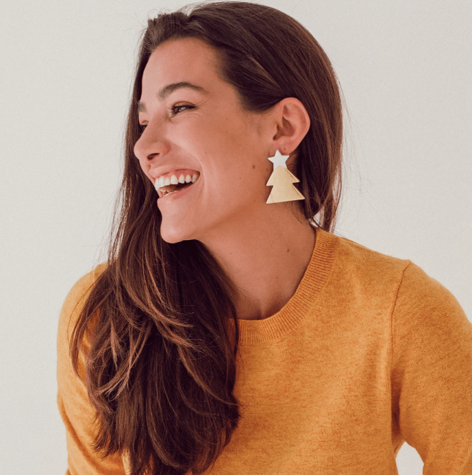 Silver and Gold Christmas Tree Earrings