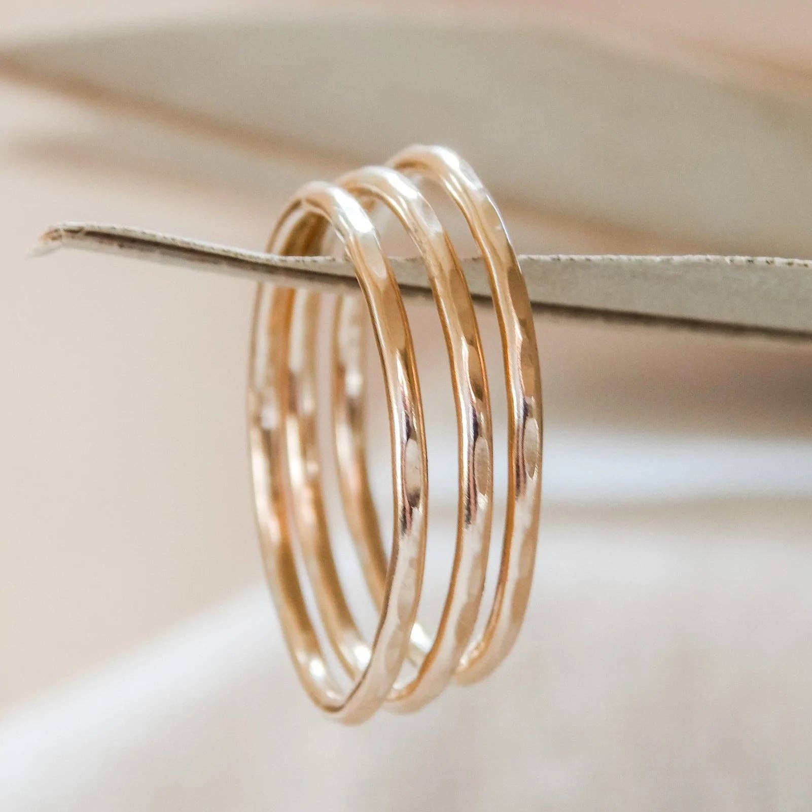 Thin Hammered Band Stacking Ring