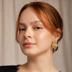 Brushed Gold Coral Earrings