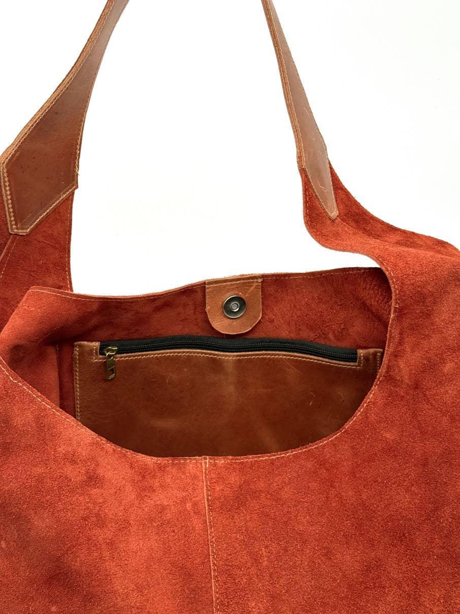 Elevated Hobo in Copper Suede
