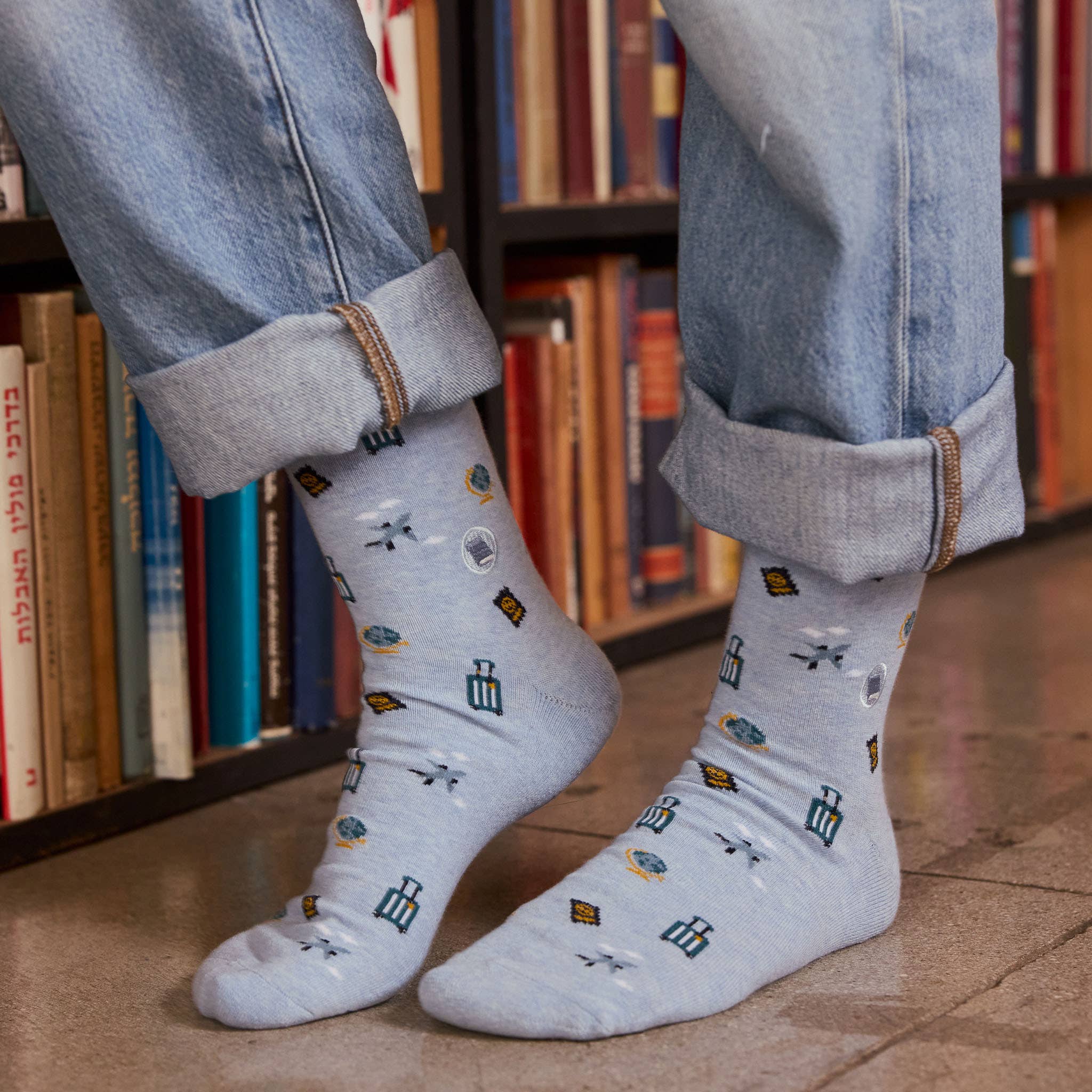 Socks that Give Books (Blue Travel)