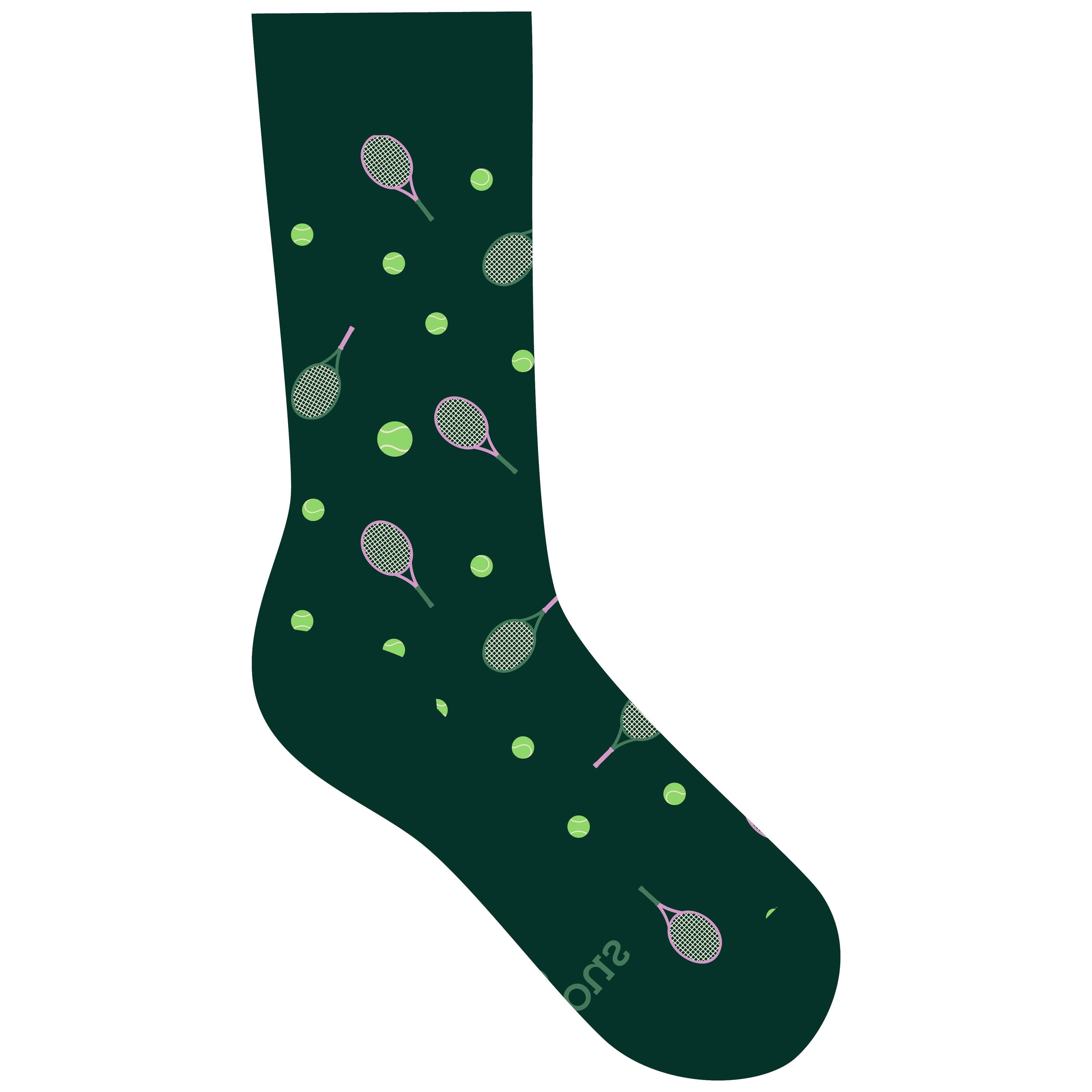 Socks that Support Youth Sports (Green Tennis Rackets)