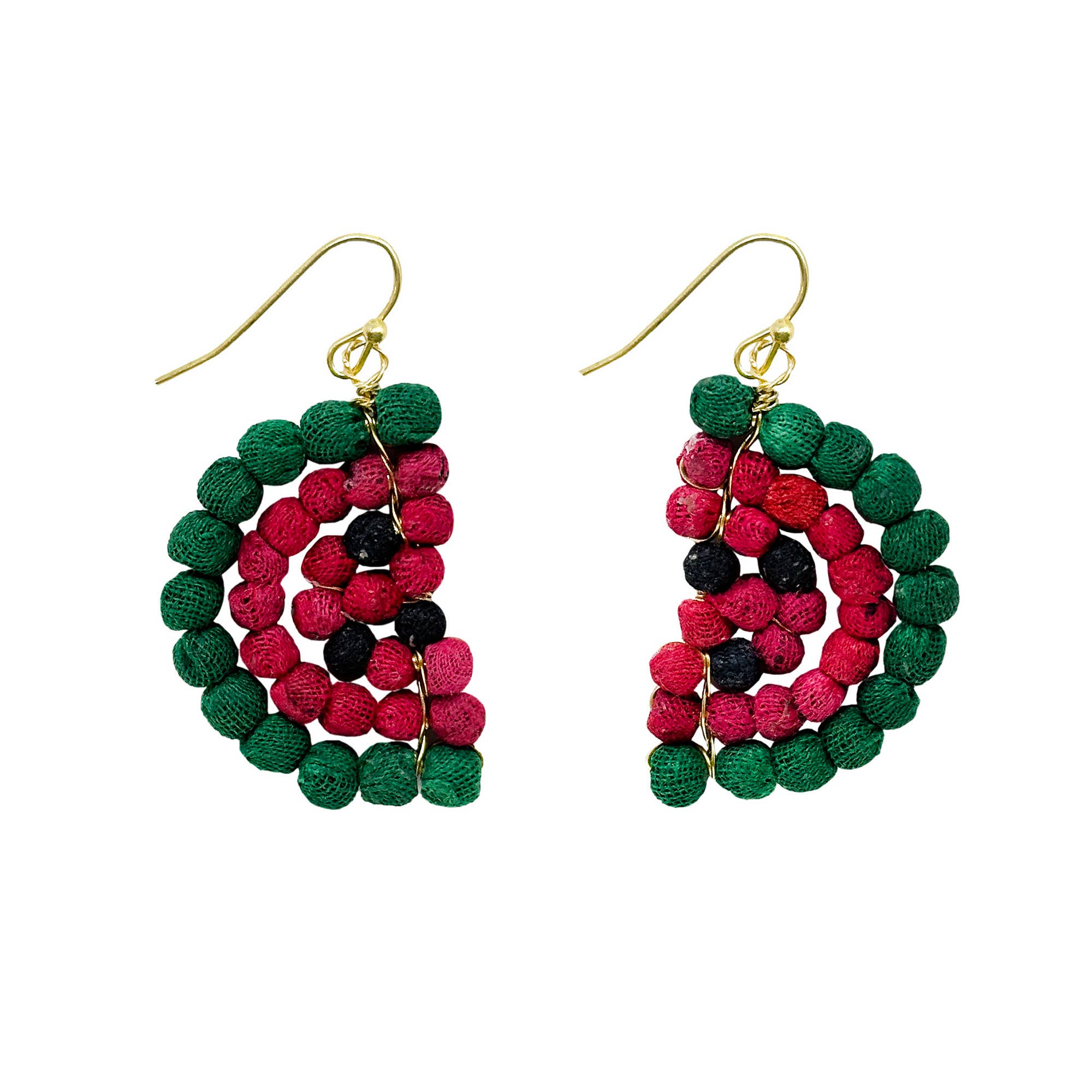 Kantha Watermelon Earrings