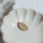 Oval Cross Pendant Necklace