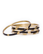 Katherine Bangle Set of 6 Black, White, + Brass