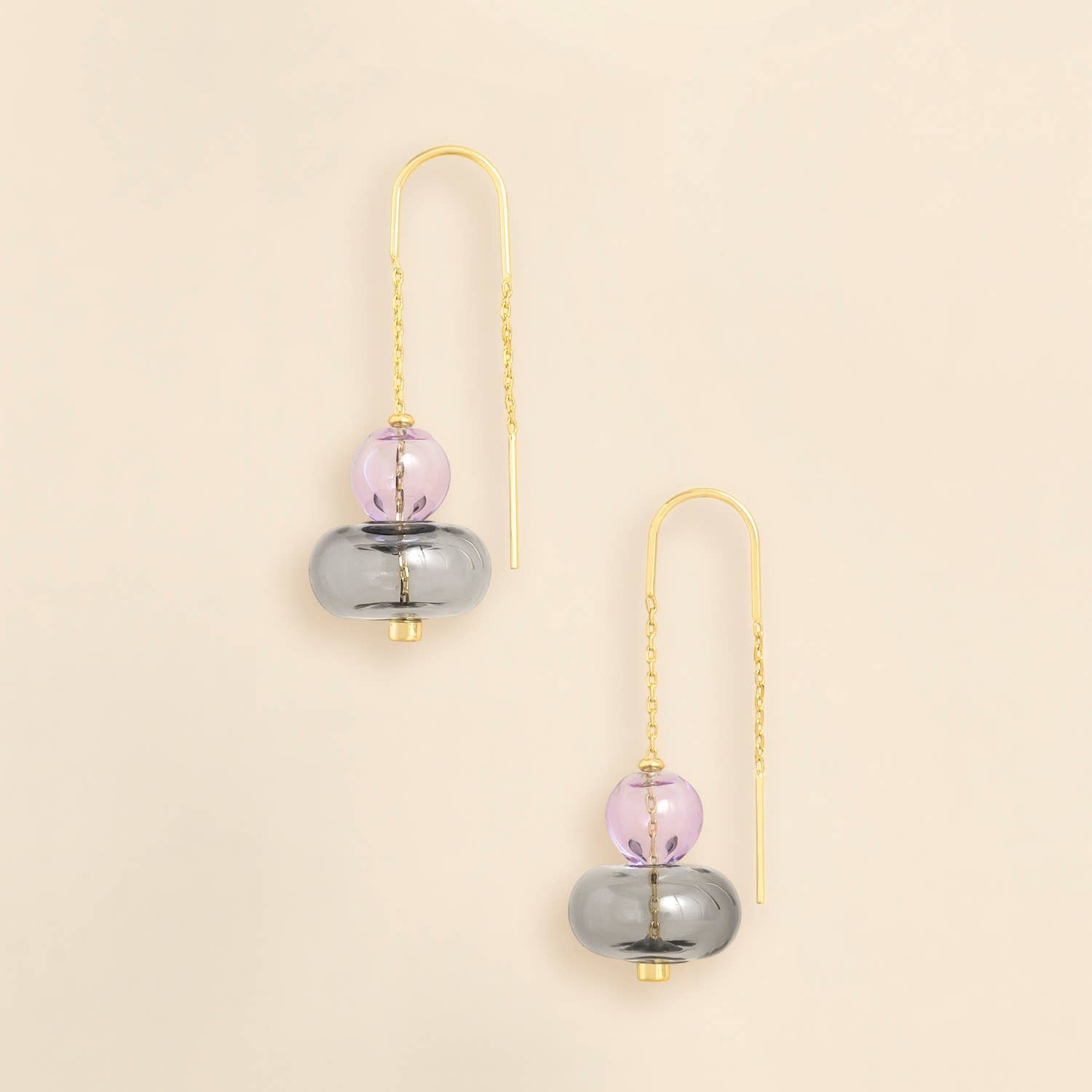 Refined Glass Stacked Threader - Lavender/Smoke/Gold