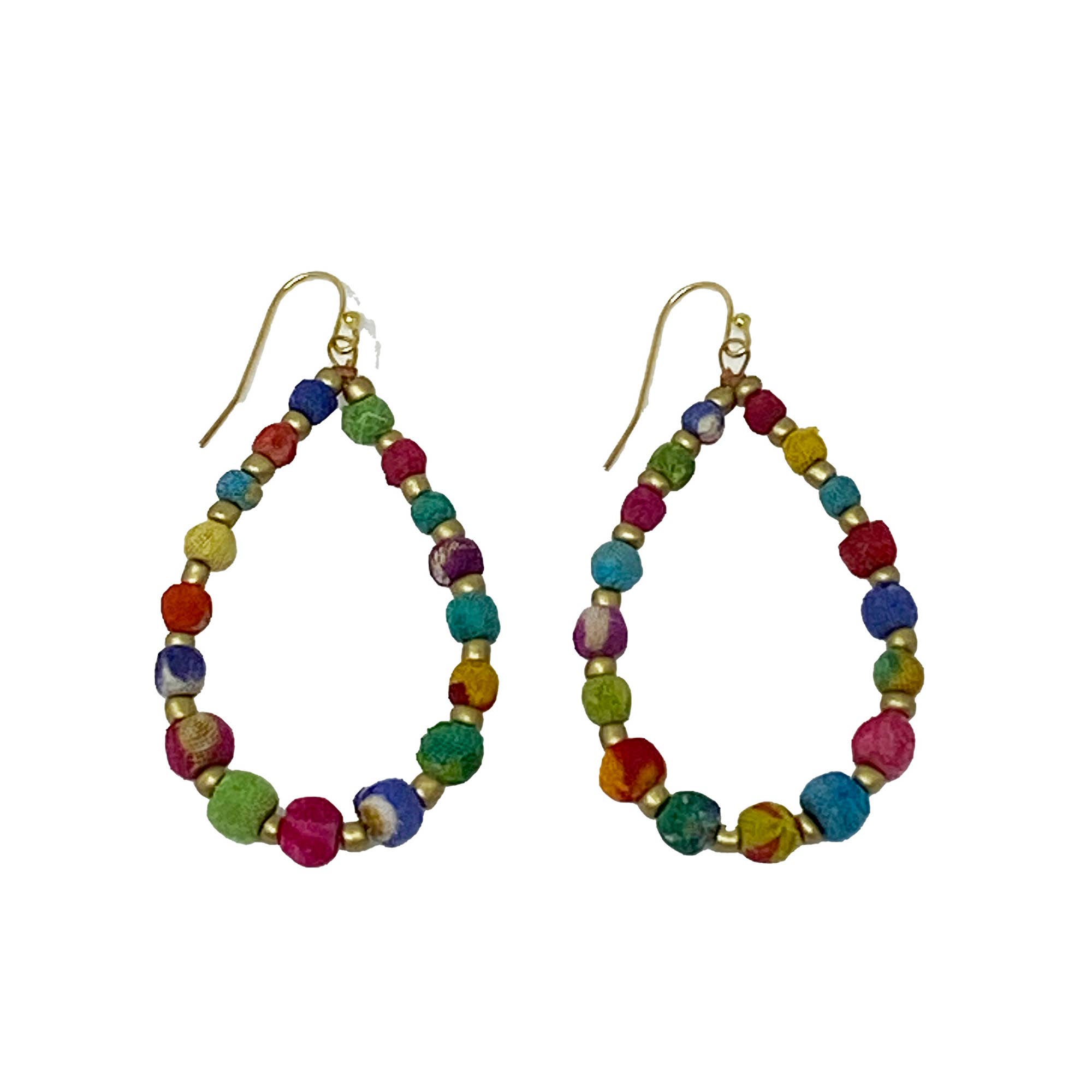 Tapered Teardrop Kantha Hoops