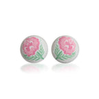 Faded Rose Fabric Button Earrings