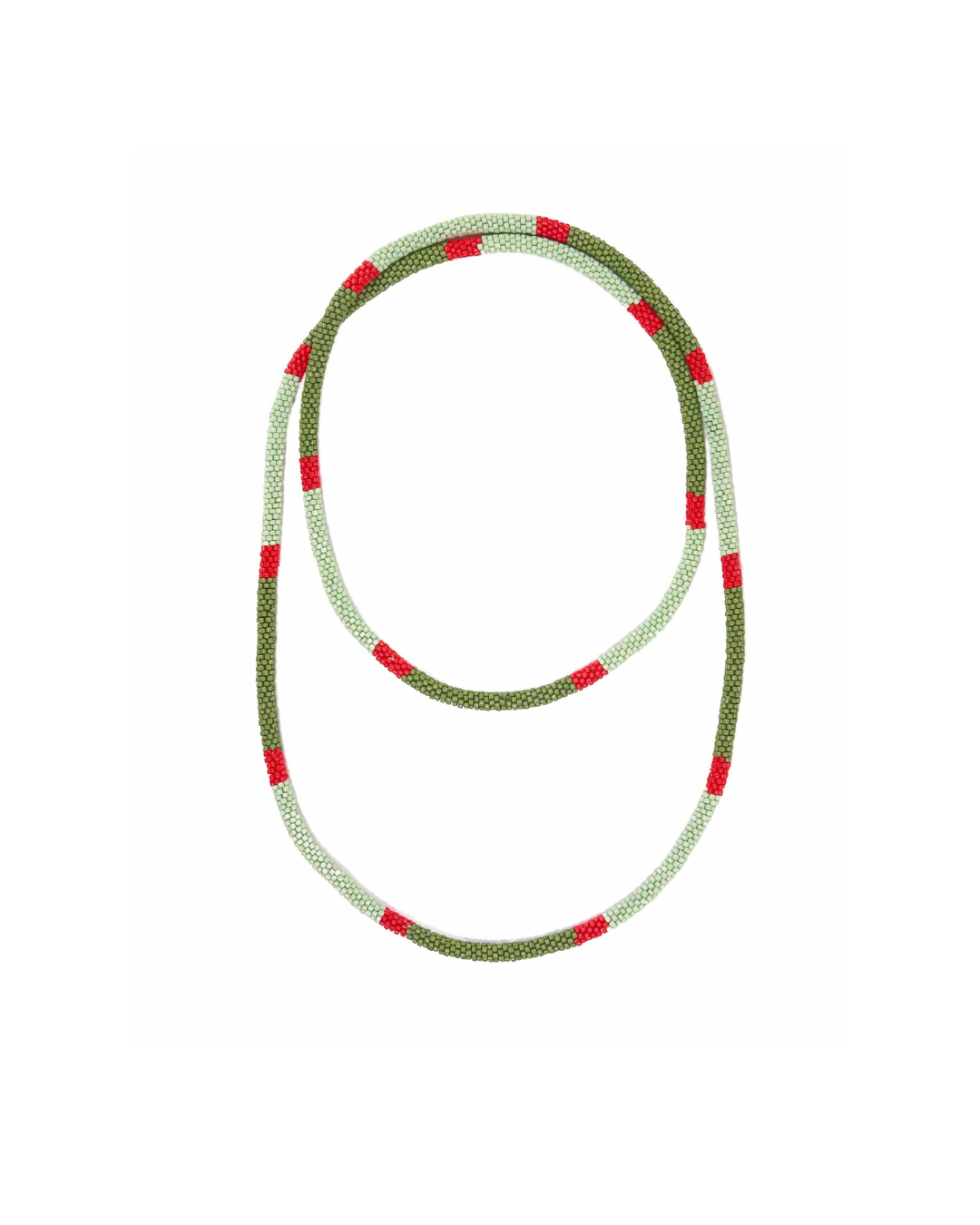Allie Seed Bead Long Necklace | Olive, Mint, + Red