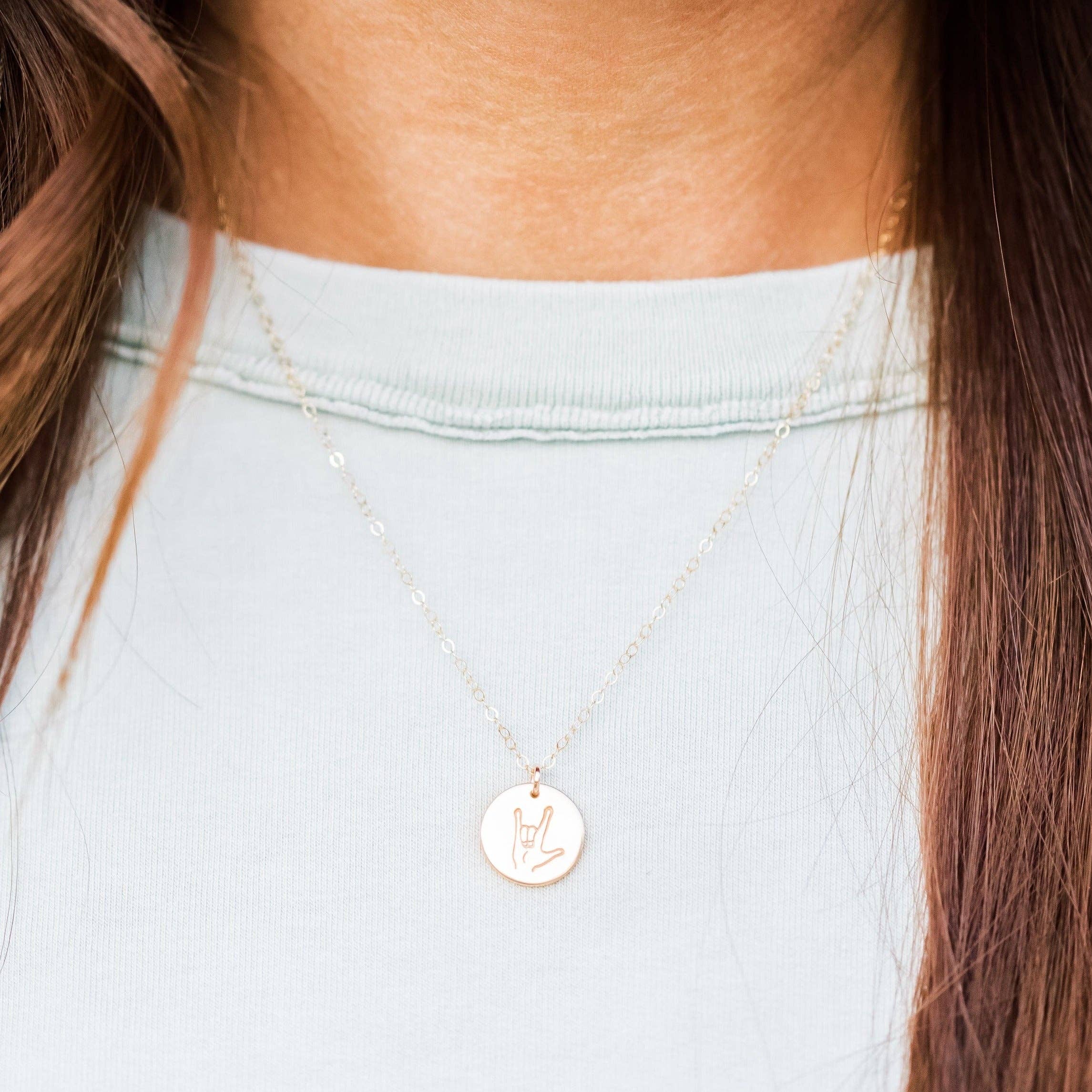 'I Love You' Sign Language Disc Necklace