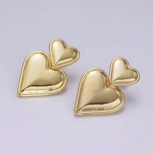 Double Heart Drop Stud