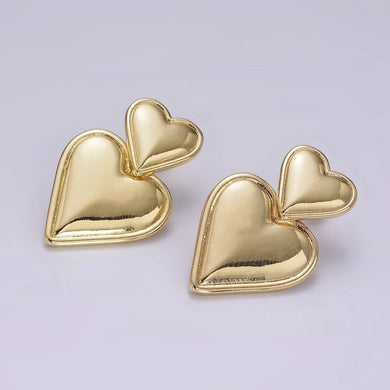 Double Heart Drop Stud