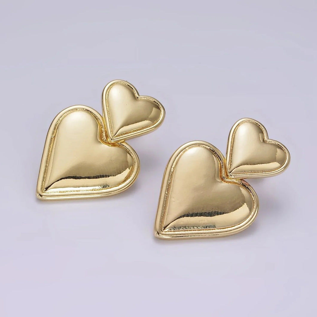 Double Heart Drop Stud