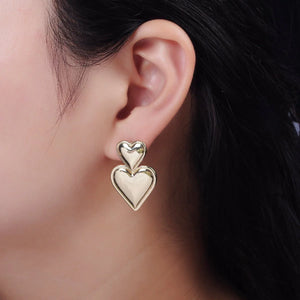 Double Heart Drop Stud