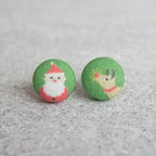 Santa + Rudolph Fabric Covered Earrings