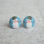 Snowmen Fabric Covered Earrings