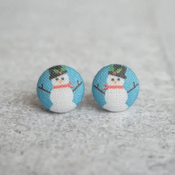 Snowmen Fabric Covered Earrings