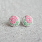 Faded Rose Fabric Button Earrings