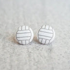 Volleyball Fabric Button Earrings