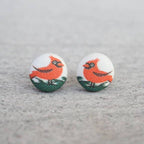 Cardinal Fabric Button Earrings