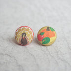 Happy Thanksgiving Fabric Button Earrings