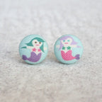 Mermaid Fabric Button Earrings