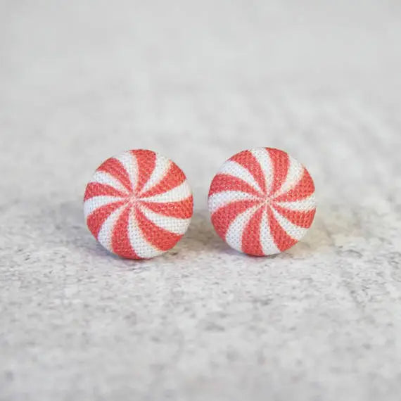 Peppermint Fabric Covered Earrings
