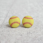 Softball Fabric Button Earrings