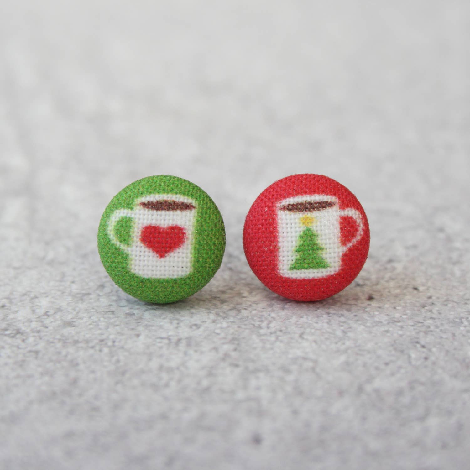 Hot Chocolate Fabric Button Earrings