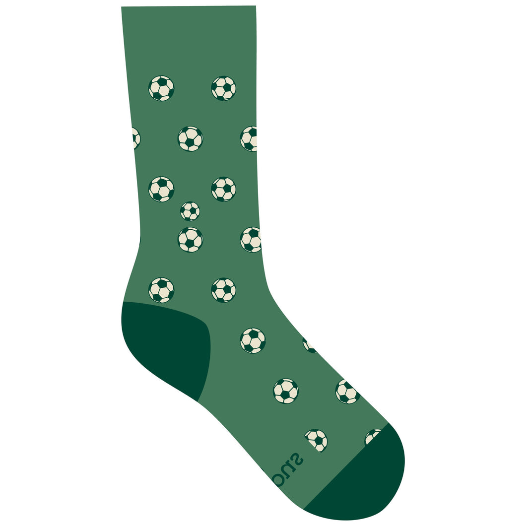 Socks that Support Youth Sports (Green Soccer Balls)