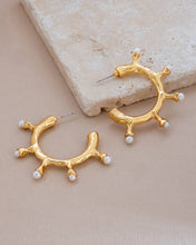 Gold Pearl Studded Hoop Earrings