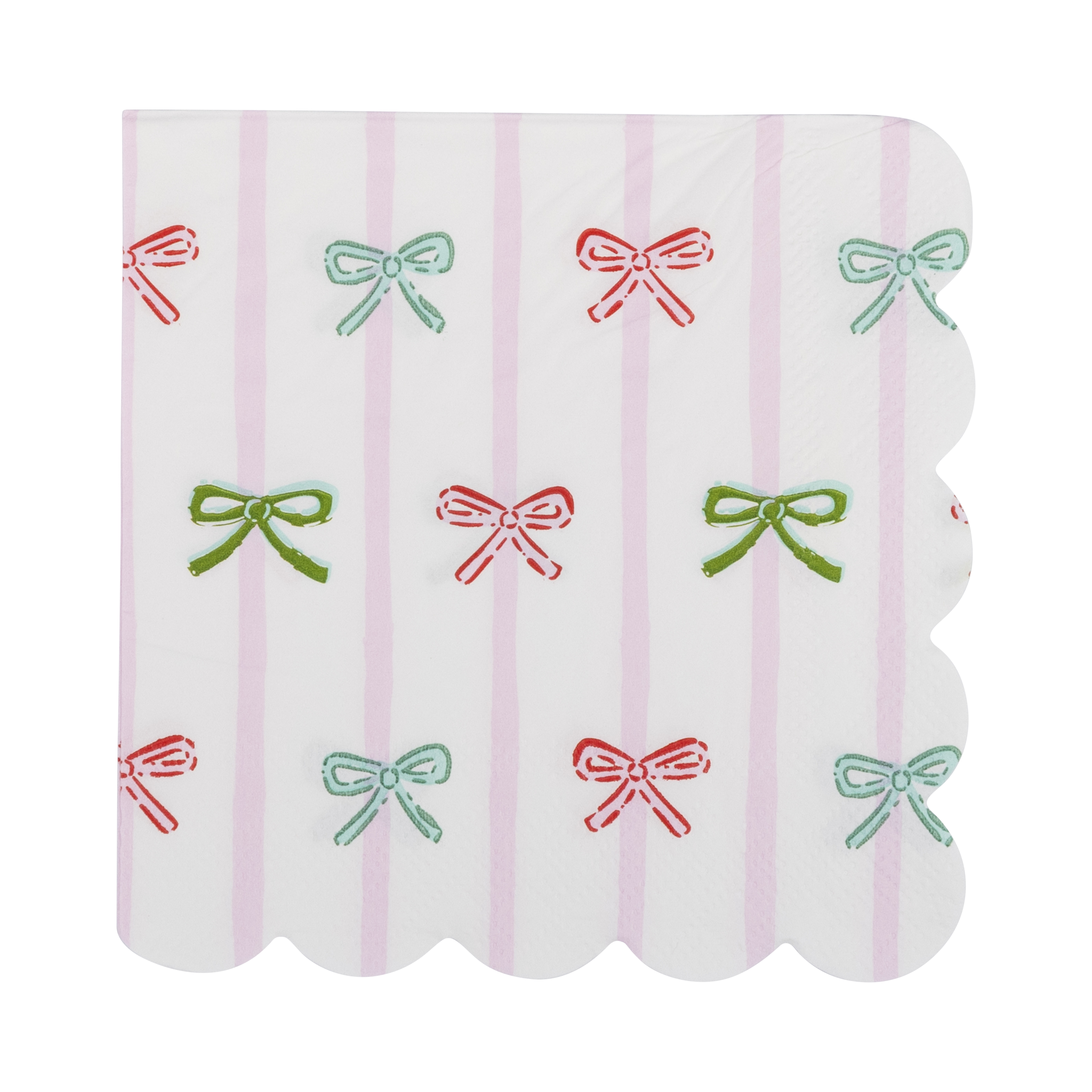 Bow Stripe Scallop Cocktail Napkin