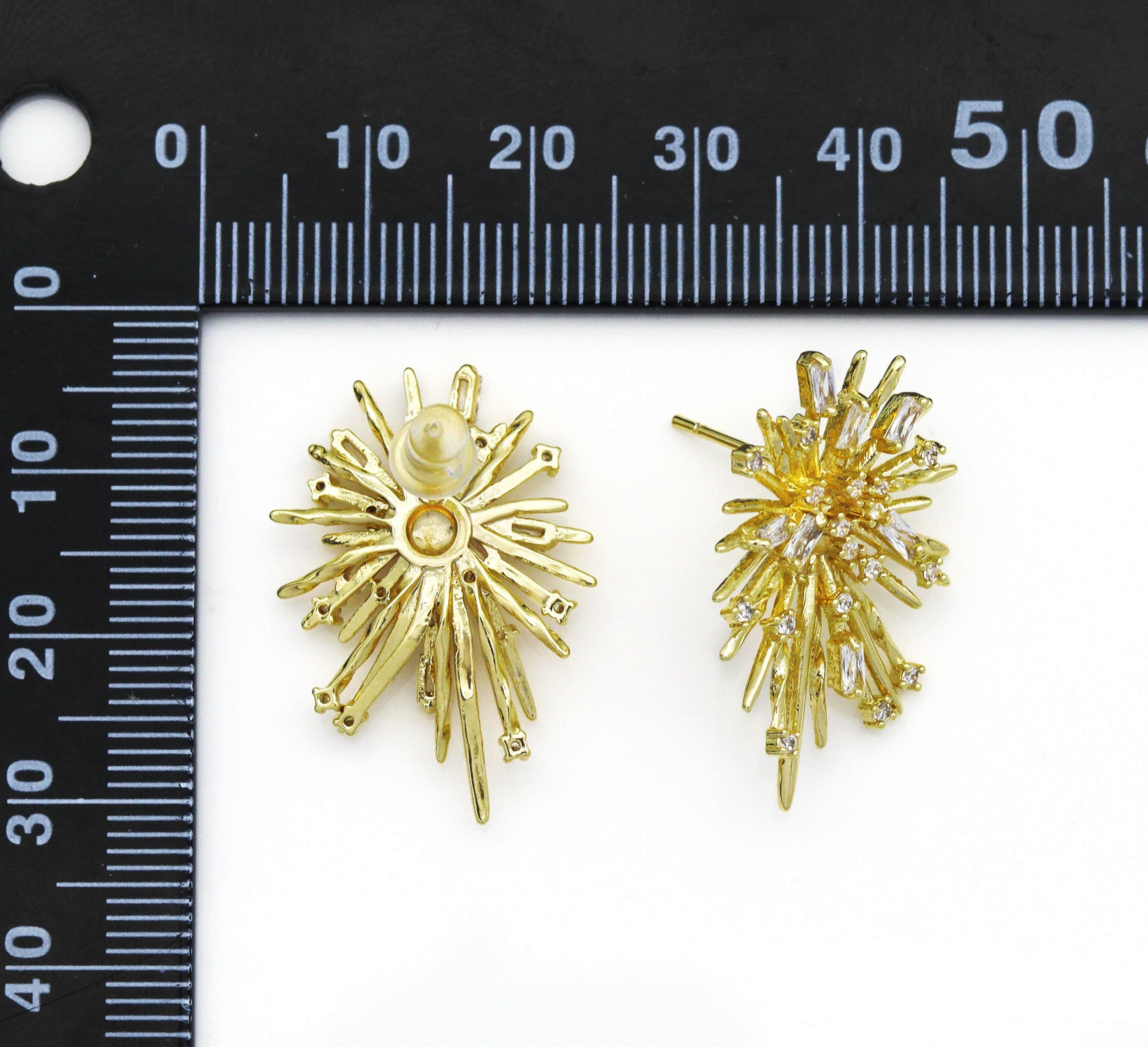 CZ Gold Celebration Flower Earrings, Sku#LX78