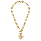 Gold Intaglio Bee Front Toggle Necklace