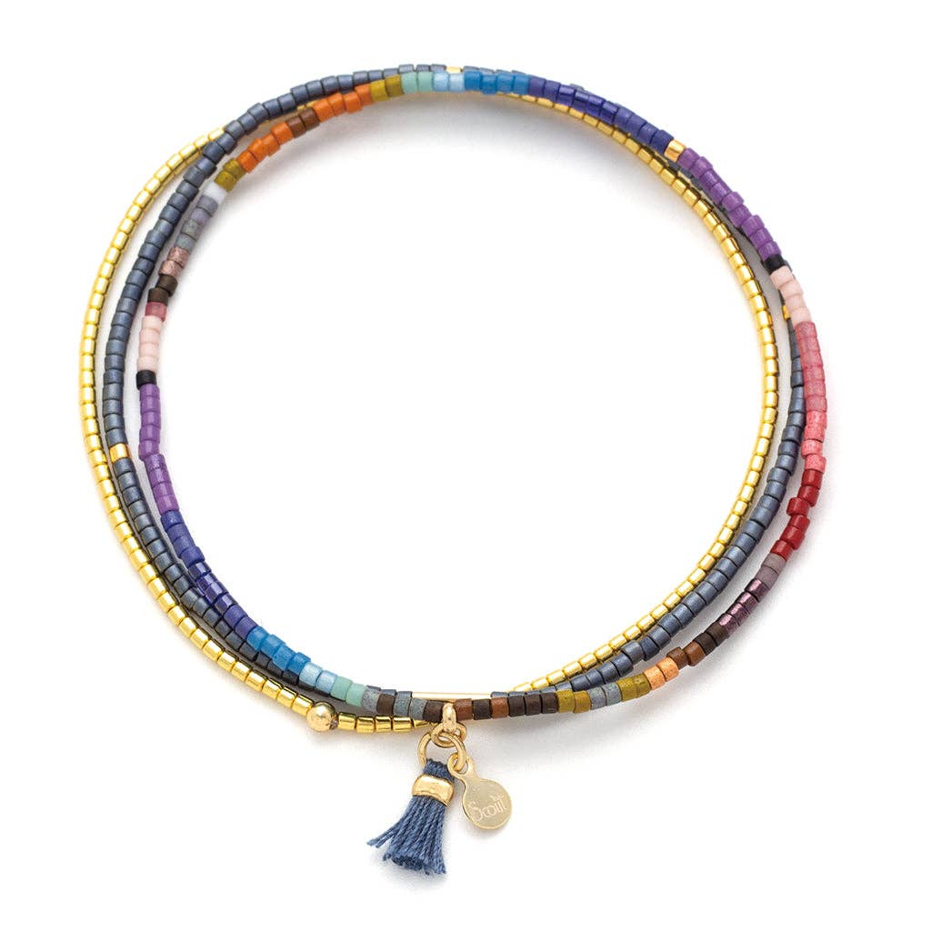 Dark Multi & Gold Chromacolor Miyuki Bracelet Trio
