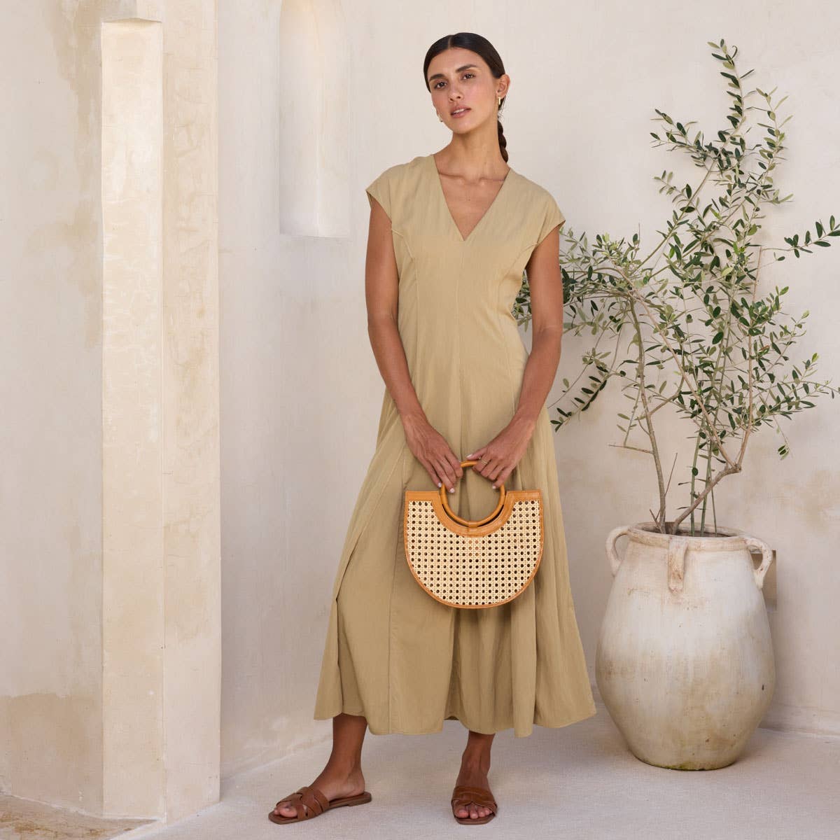 Brown Leather Square Cane Weave Rattan Handbag – Tenfold Collective